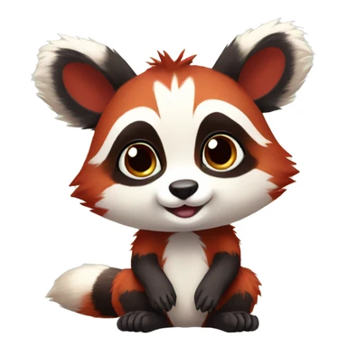 Cute red raccoon-panda-lemur-hybrid full body sticker