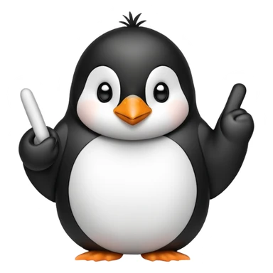 penguin holding up middle finger sticker