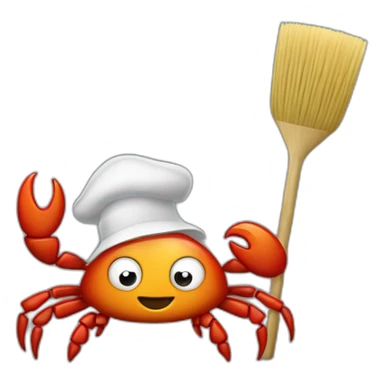 mascot crab Ferris with broom cleaning rust sticker