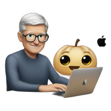 tim cook with a black macbook pro sticker