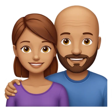 Couple. A bald man with brown beard and a girl with dark yellowish brown auburn hair. sticker