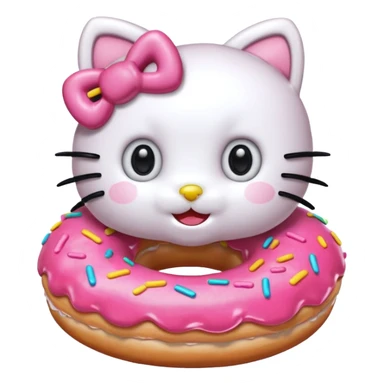 hello kitty eating a donut sticker