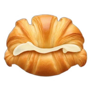 croissant with a bite taken out with two human heads on the end sticker