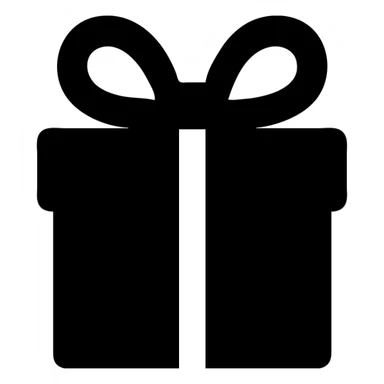 black present with a bow, minimal style sticker