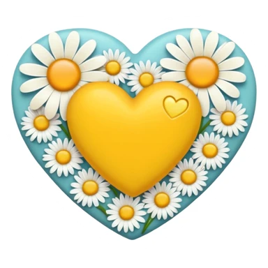 yellow heart with a daisy pattern sticker