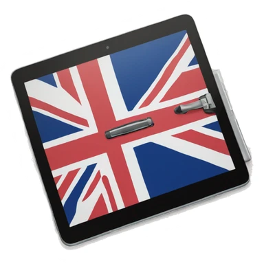 iPad tablet with English flag sticker