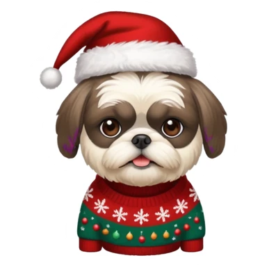 Small all OVER dark grey faced shih tzu christmas sweater hat sticker