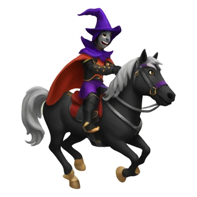 dark jester riding a horse sticker