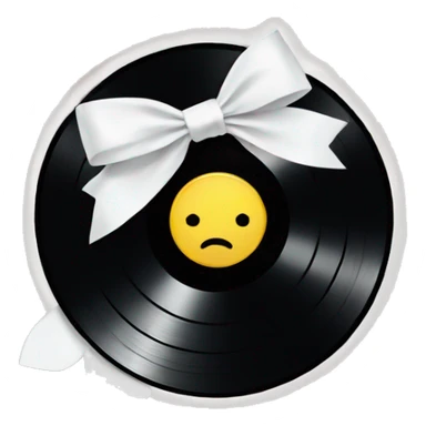 vinyl record with white bow sticker