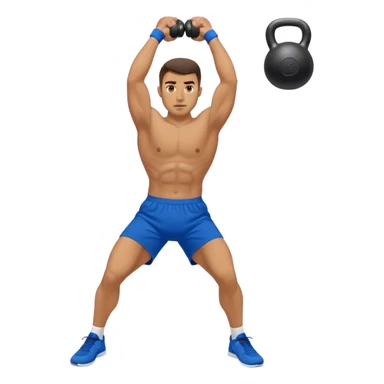 blue shorts man doing kettlebell swings sticker