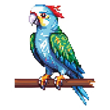 low-res pixel art party parrot with minimal colors and meme expression sticker