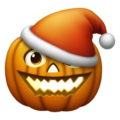 Sinister pumpkin, wearing a Santa hat sticker