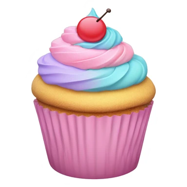 pastel pink cupcake, with colorful frosting on it sticker
