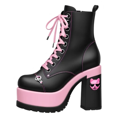 BLACKPINK-inspired gothic shoes, no hearts, black and pink, cute  sticker