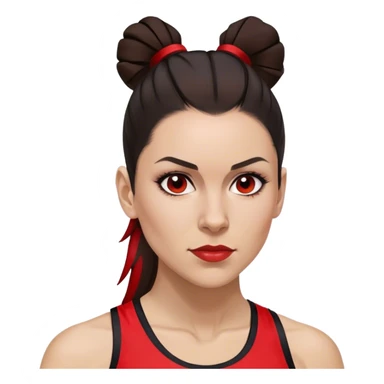 Melanie chisholm with a dark brown high ponytail with a red streak through it, wearing athletic attire sticker