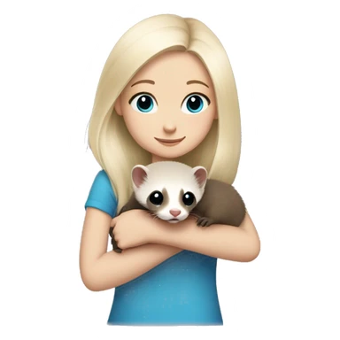 Ferret in hands of a blond girl with blue eyes and long eyelashes  sticker