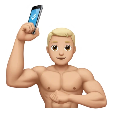 a mobile Phone with arms to the side flexing sticker