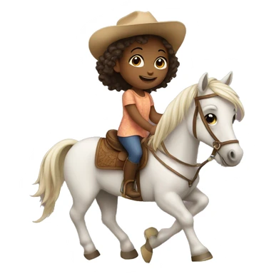 a cute little girl riding a horse  sticker