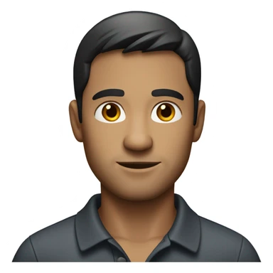 create an emoji of a dark-haired man with straight hair wearing a polo shirt sticker