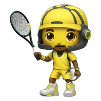 cyberpunk yellow tone dude in tennis uniform sticker