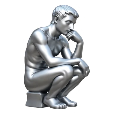 The thinker in silver emoji sticker