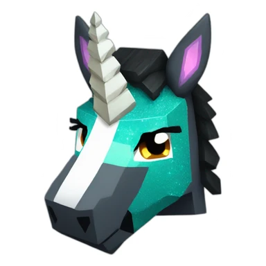 Minecraft Glitter Black Unicorn Head With Diamond Horn sticker