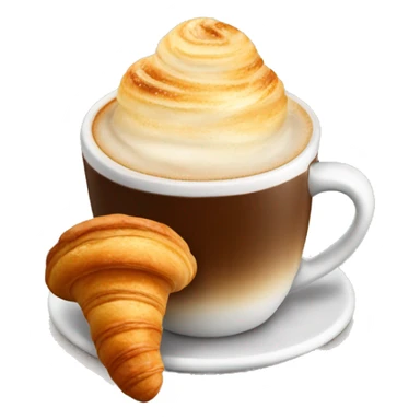 Cup of cappuccino with croissant sticker