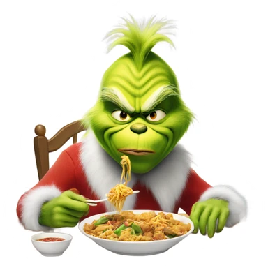 the grinch eating chinese food sticker