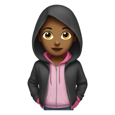 girl wearing a hoodie with shoulder length short black hair sticker