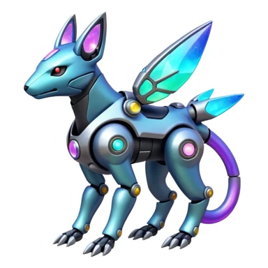 Mechanical Nebulae Colorful Shiny Iridescent Futuristic Modern Cybernetic Protogen-Fakémon-Pokémon-creature-fusion (full body) sticker