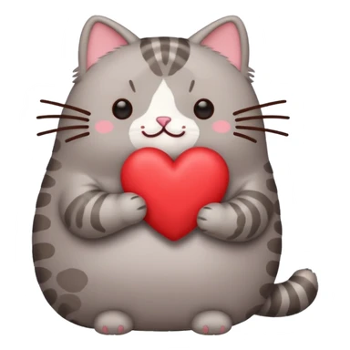 Pusheen cat red heart sticker