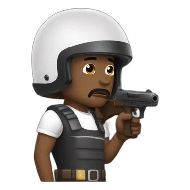 Chocorrol brown with gun and helmet sad sticker