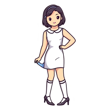 Girl in a cute fashionable dress with stockings and high heel shoes sticker