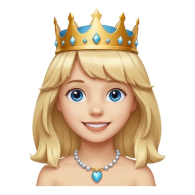 simple Blonde girl with bangs and blue eyes, and a simple crown. giving cockerspaniel energy sticker
