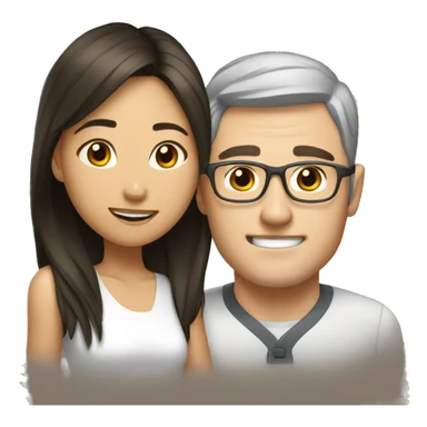 Asian hot girl with dorky white guy  sticker