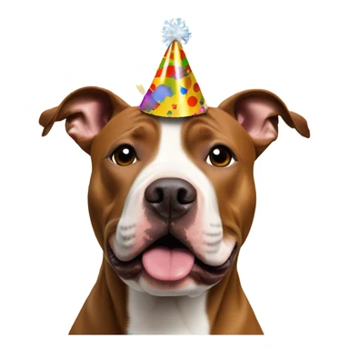 Cinnamon Brown Pit bull terrier with a party hat on its head and confetti in background  sticker