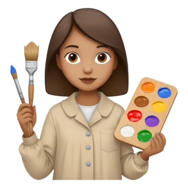 artist painting a picture, holding a paintbrush and palette sticker
