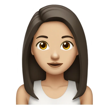 White female, dark brown shoulder length straight hair, big eyes with brown aegyosal sticker