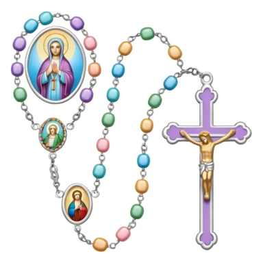 jolie chapelet catholique multicolore pastel sticker