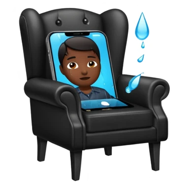a phone in a chair looking sad and crying sticker