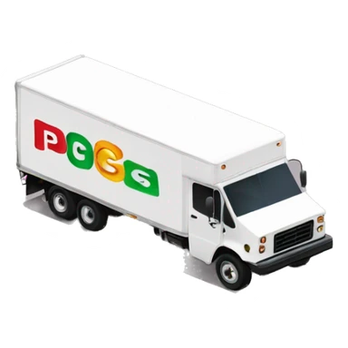 Boxtruck with letters "PGS” on the side sticker