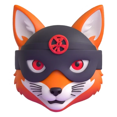 Fox with fiery red eyes, one eye covered with pirate blindfold sticker