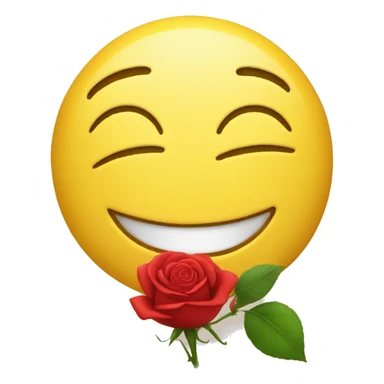 yellow face smiling with a rose sticker
