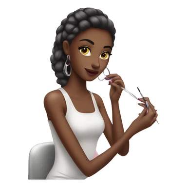 Girl getting a manicure at nail salon sticker