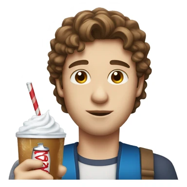 male portrait with brown hair and blue eyes drinking a diet cream soda  sticker