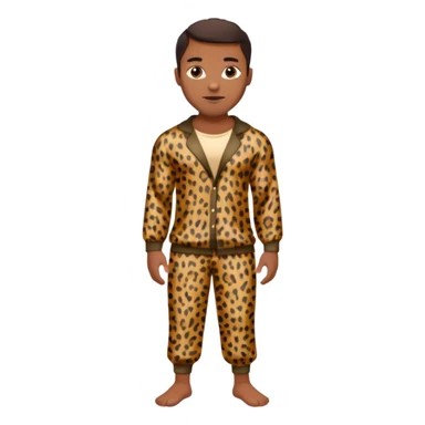 Handsome Black guy with brown skin tone, with muscular build, wearing loose fitting leopard print pajamas and white slippers  sticker