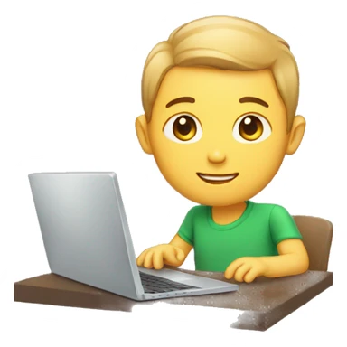 A boy with square shaped face on laptop sticker