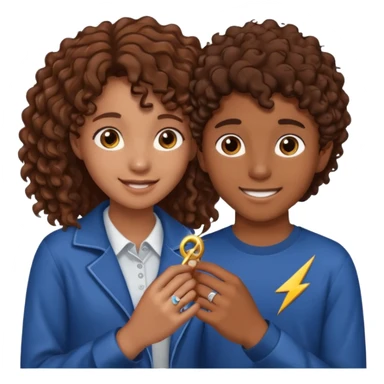 a 15 year old girl with brown curly hair but she has lightnings in it with a brown haired boy who gave her a promise ring sticker