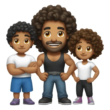 buff puerto rican dad with curly hair playing with his daughted sticker