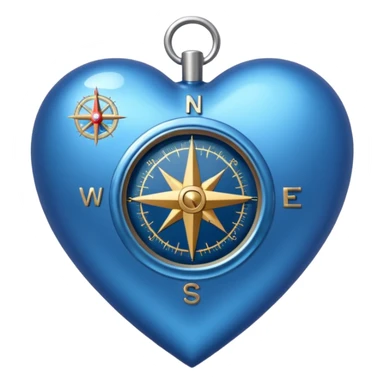 blue heart with a compass sticker